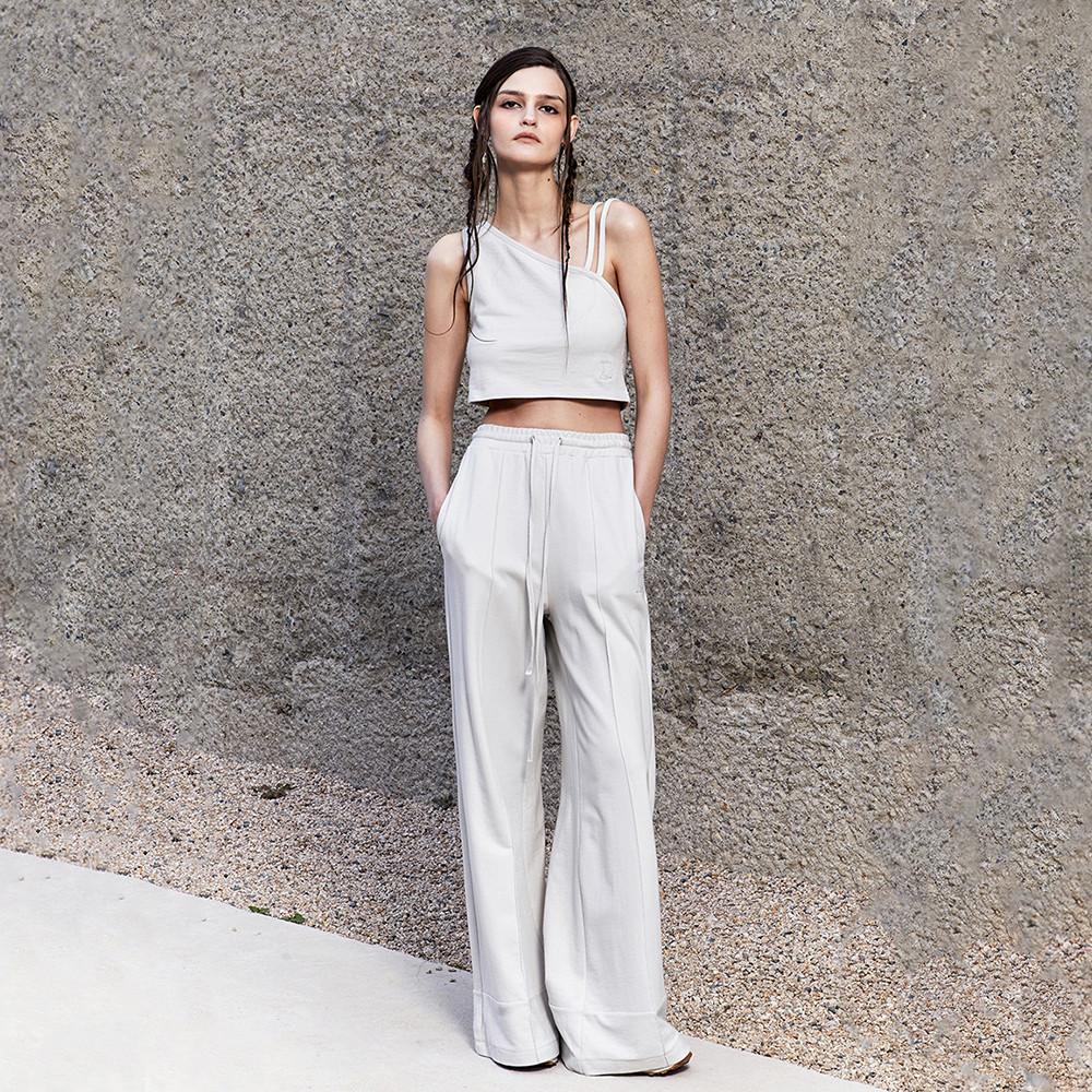 [우알롱] 시그니처 슬리브리스 셋업 와이드 팬츠 라이트 그레이