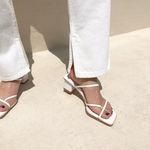 [주말할인][당일발송]스퀘어 발가락 쪼리 메리제인 뮬 슬리퍼 미들힐 4.5CM