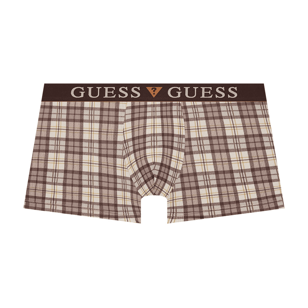 코지 체크 패턴 골지 드로즈 - 브라운