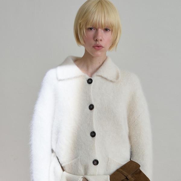 [4차] Liv Alpaca Round Collar Cardigan (Ivory)