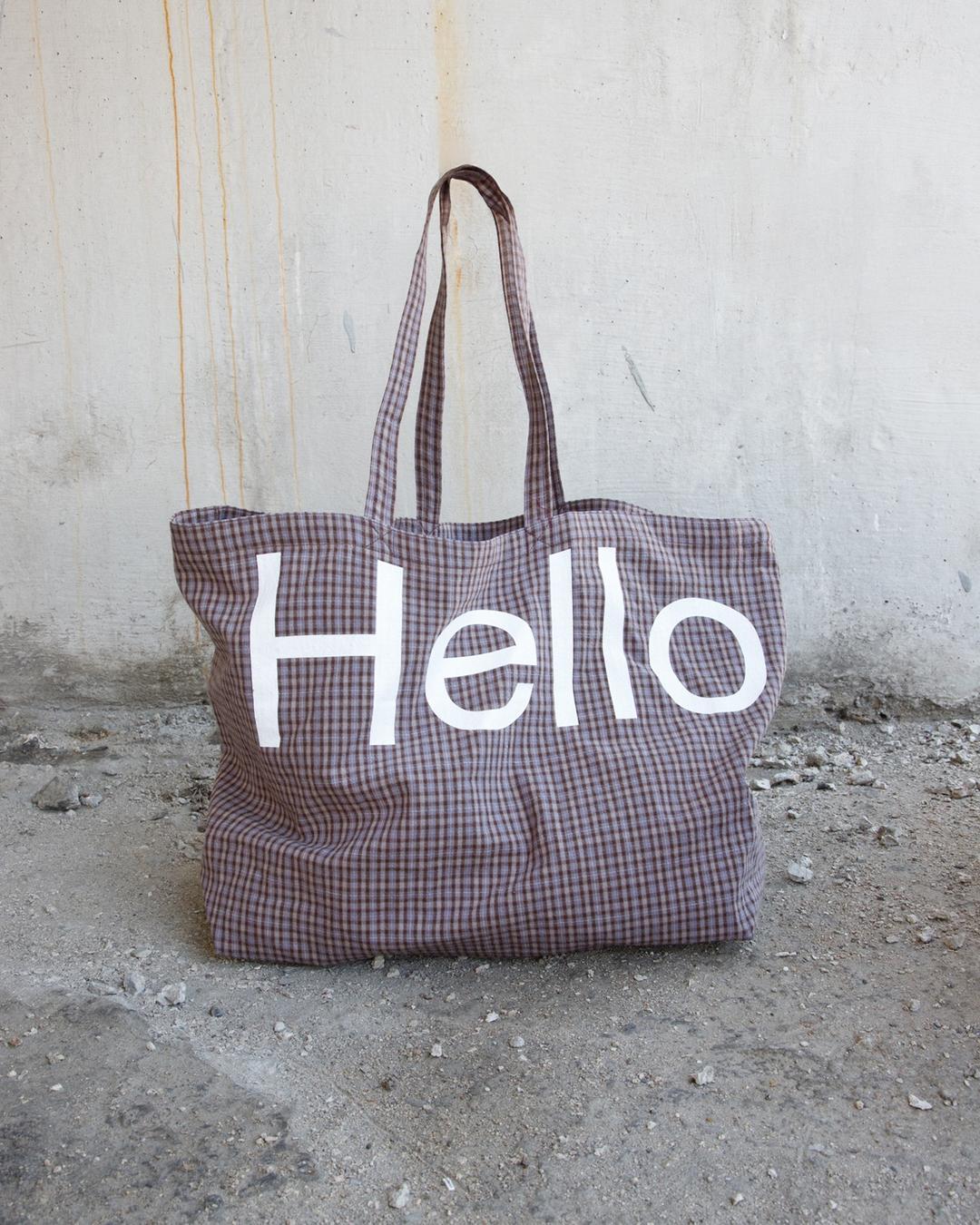 Big tote bag - Vintage purple check