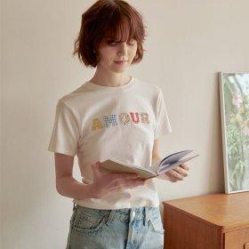 (아이아이)AMOUR APPLIQUE T-SHIRTS(EEOU2RSR05-IM)