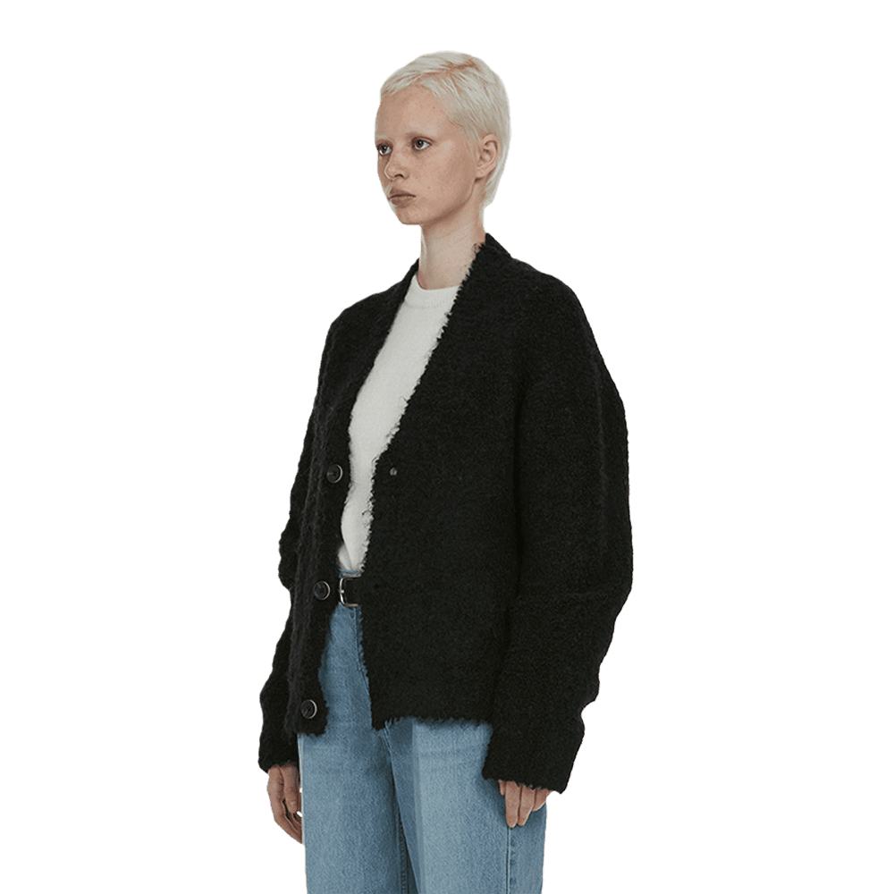 KK_울 부클 오버 가디건_블랙W