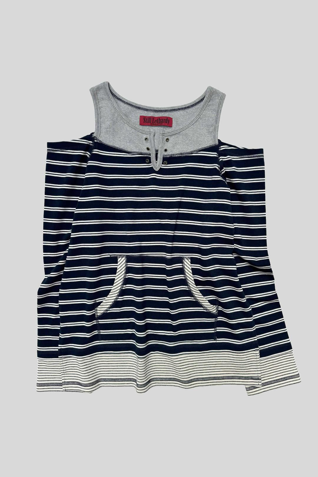 OVERLOCKED OFF-SHOULDER T-SHIRT : ST. NAVY
