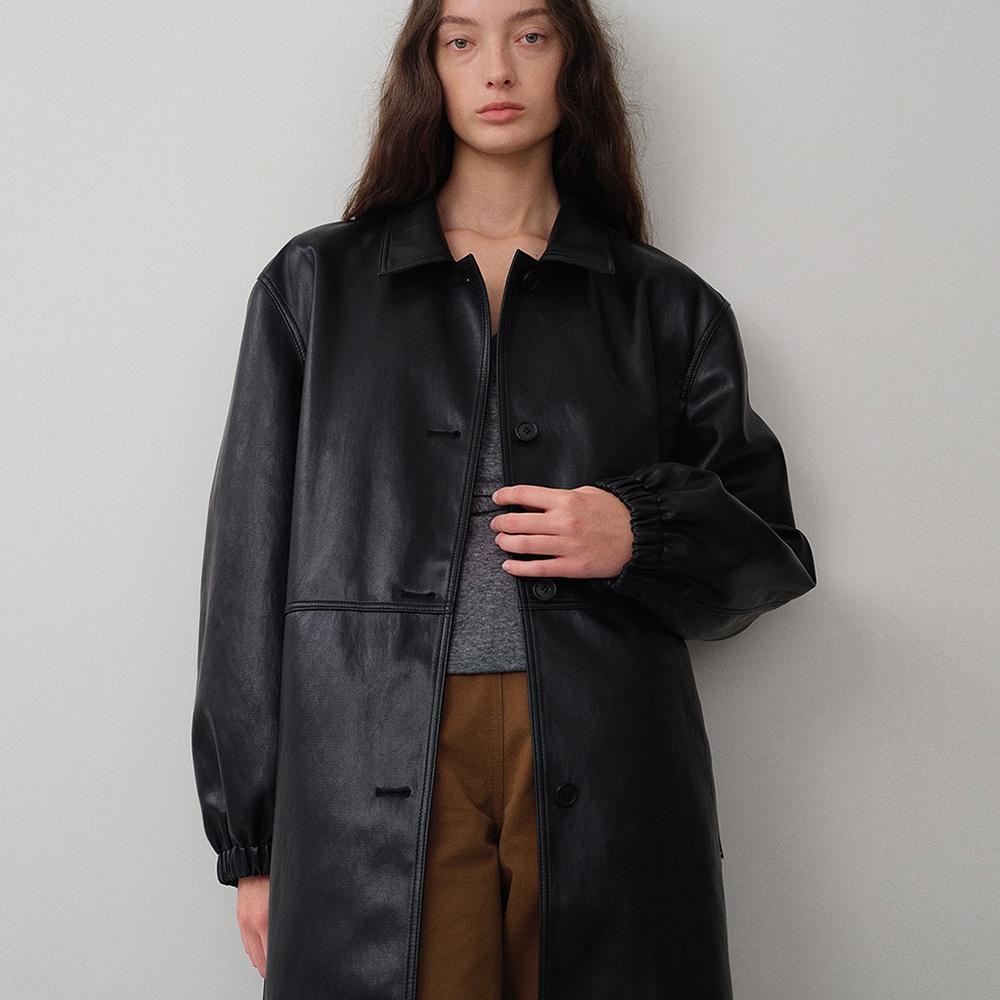 Shirring leather jacket