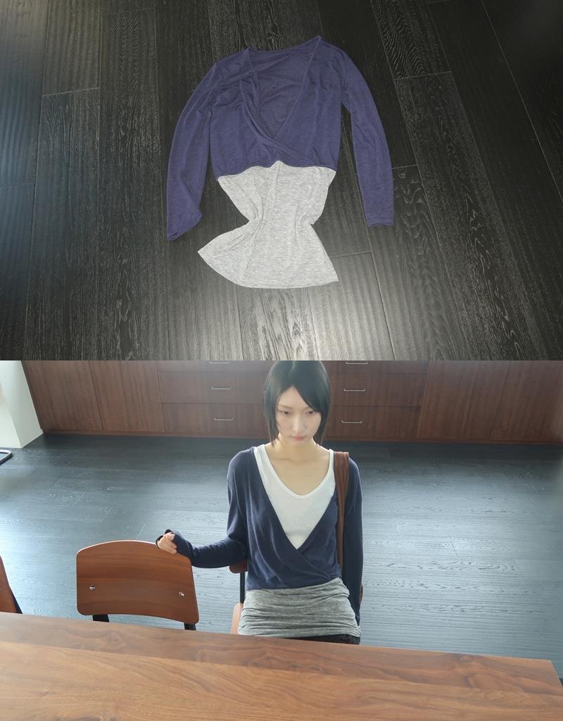 (MADE) SELMA DUAL LAYERED TOP - BLUEBERRY + GREY