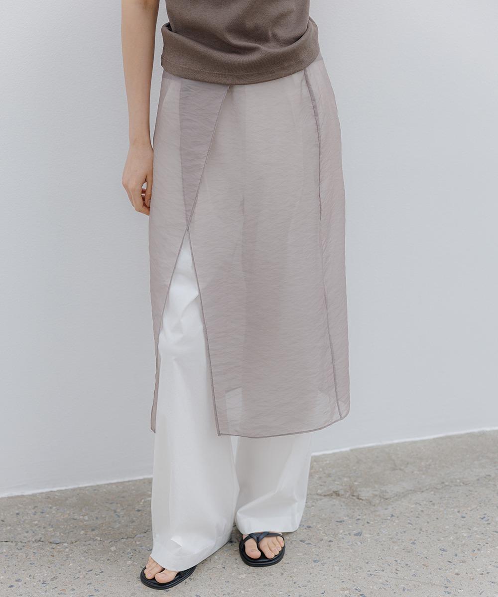 Organza see through skirt _ brown