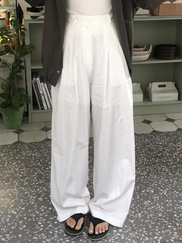 쿨 히든 포켓 맞주름 롱 와이드 슬랙스 2color