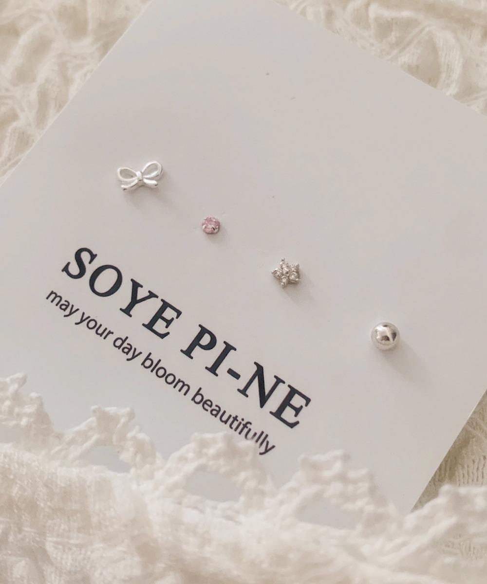 [세트/silver925] 소피 리본 피어싱 세트 (4pcs)