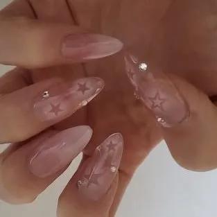 [50%할인중]블랙추가*키치*인기디자인*별치크네일*별네일*화이트시럽그라데이션네일*네일팁*수제네일팁