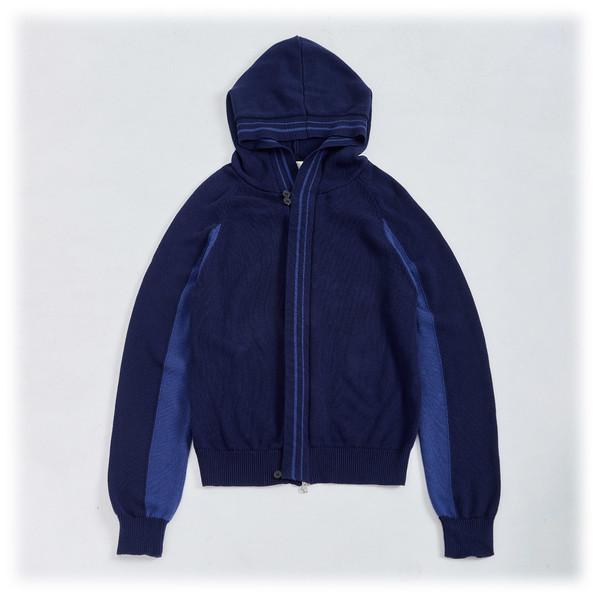 TWO-TONE KNIT HOODIE (NAVY)