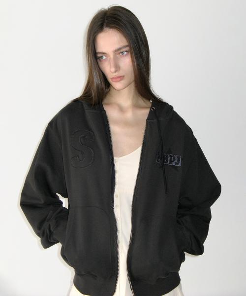 Logo Patch Hoodie Zip-up, CHARCOAL