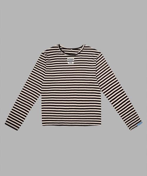 Stripe Border Tee Oatmeal brown