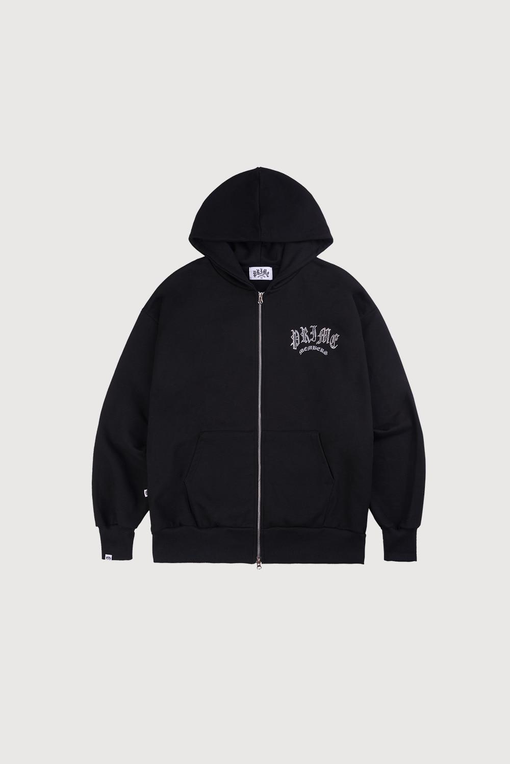 Rhinestone Zip-Up Black