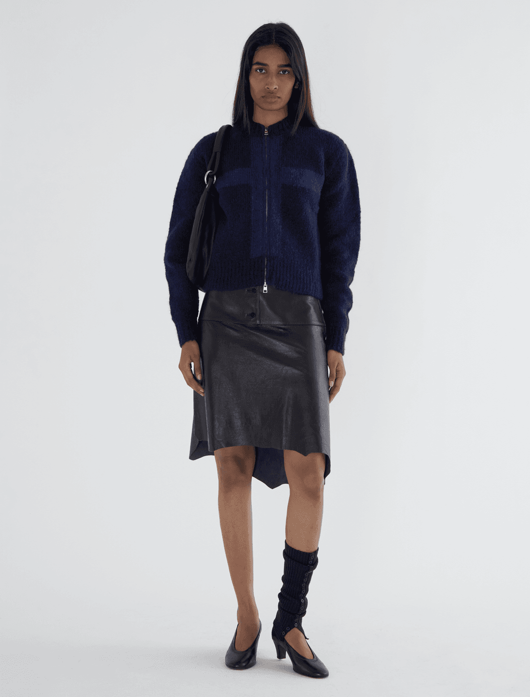 CRUZ ZIP-Tricot cardigan with cross-shaped intarsia