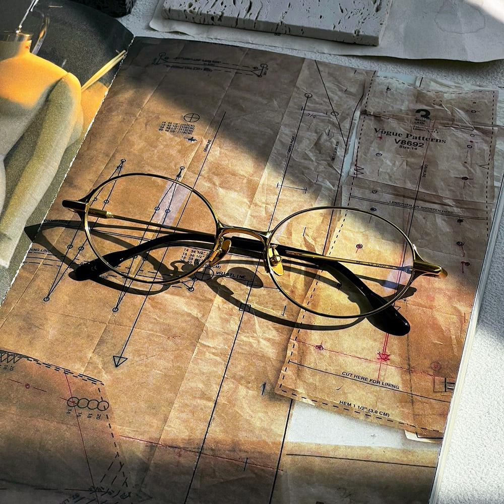 프로젝트프로덕트 안경 HM11 CG 원형 티타늄 골드 여자 남자 안경테