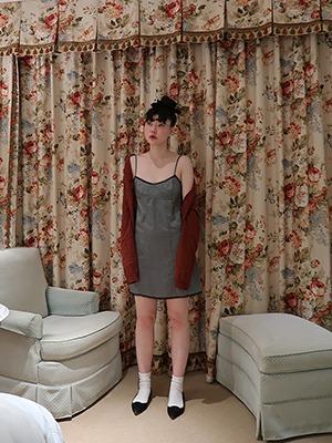 (freckle made♥)90's gray mini dress / 1.6 3pm open