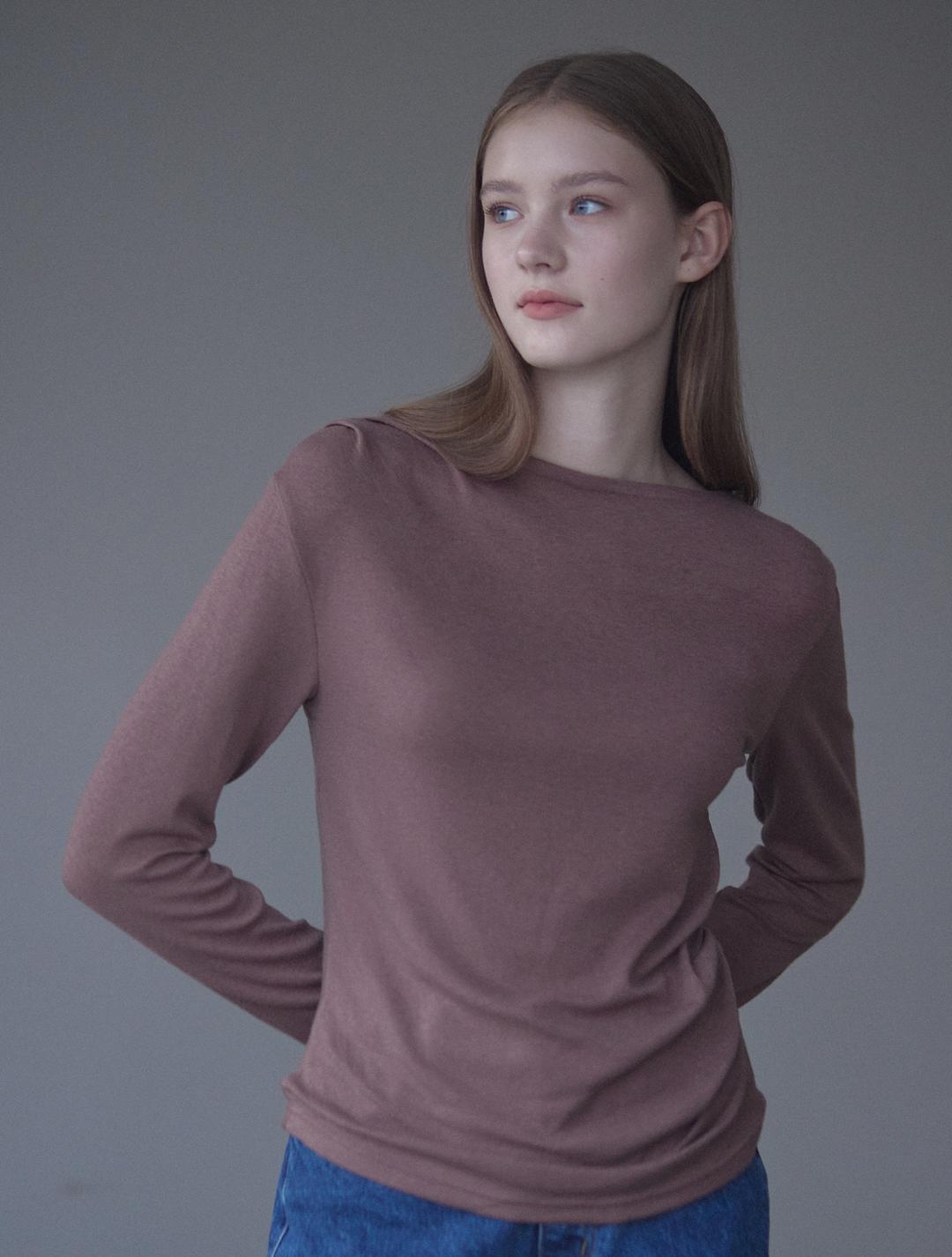 Wool-tencel Drape T-shirt - Brown
