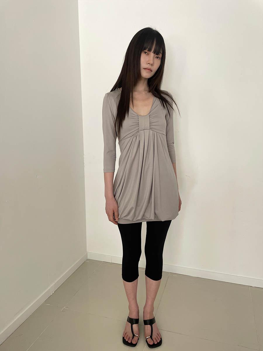 Ribbon drape jersey dress(be)