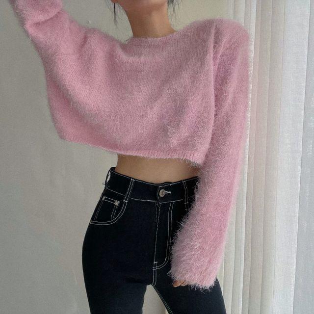 보솜이 앙고라 패드크롭니트
