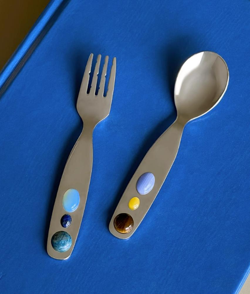 천연스톤 미니 스푼 포크 디저트식기 커트러리