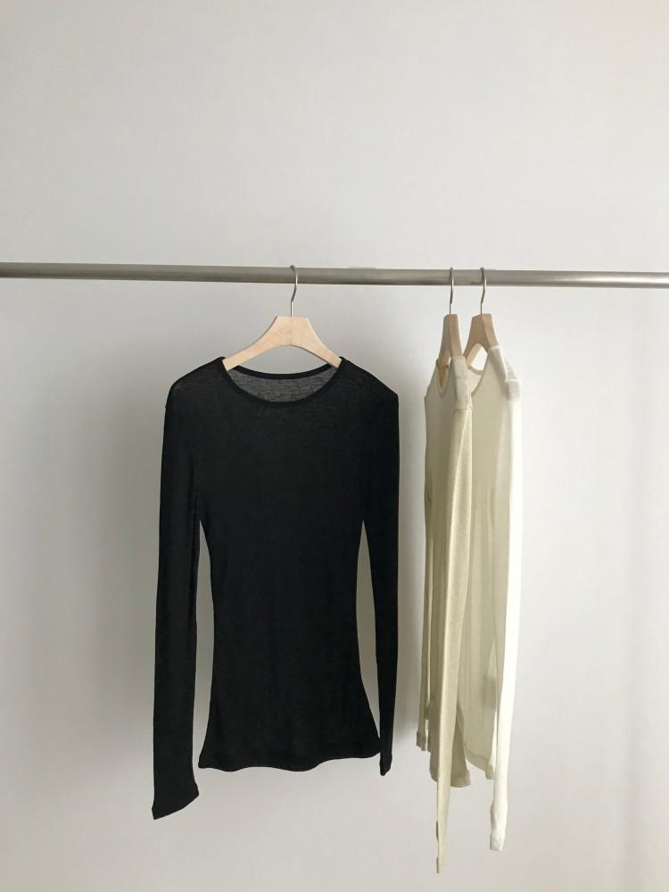 [당일출고] mohhe 모흐 백로고 타이트 티셔츠 슬림핏 울 텐셀