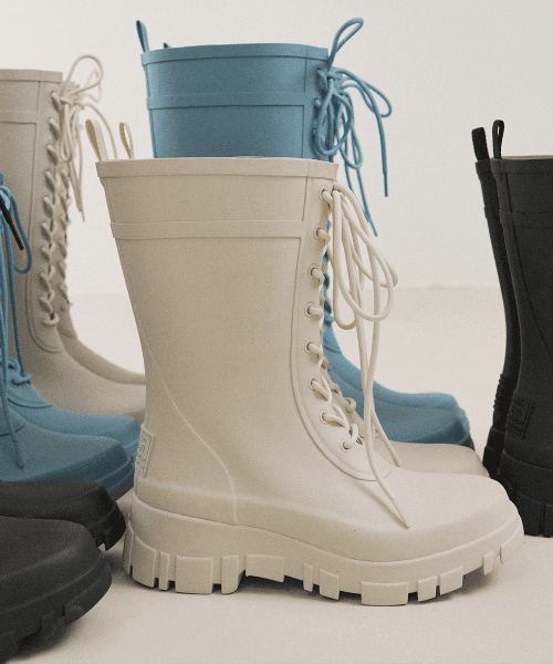 FLATFORM LACEUP RAIN BOOTS MIDDLE - 3 colors