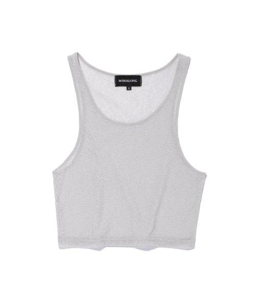 Double layered see-through sleeveless set-up - LIGHT GREY