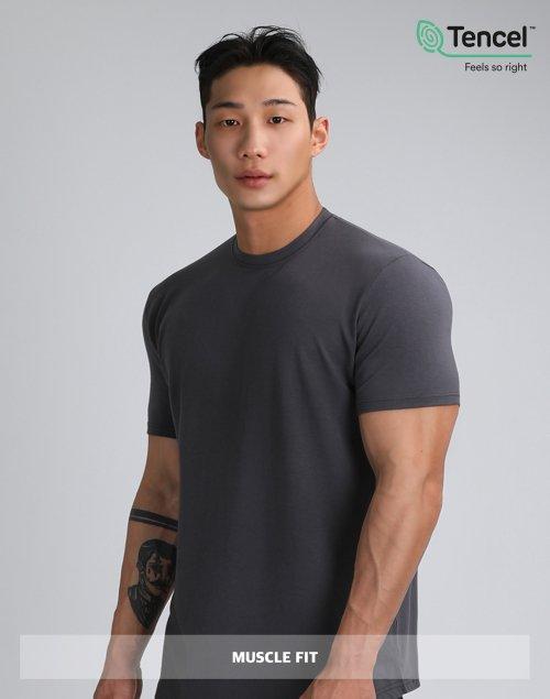 무지 모달머슬핏 반팔티 (먹색)