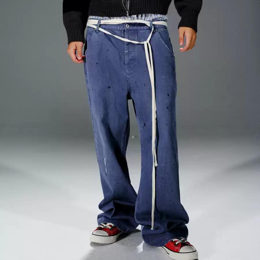 TREclub 청바지 아메리칸 빈티지 헤이즈 블루 워싱 프렌치 와이드 데님