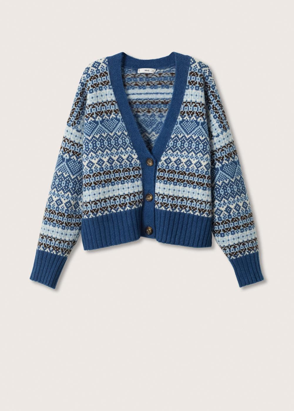 버튼 자카드 가디건