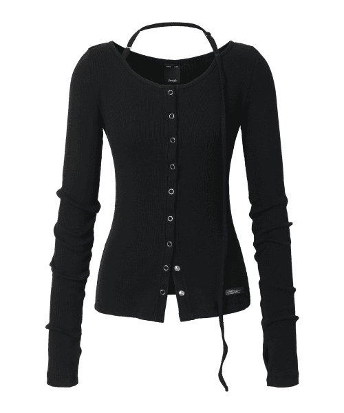 Buckle Strap Cardigan (black)