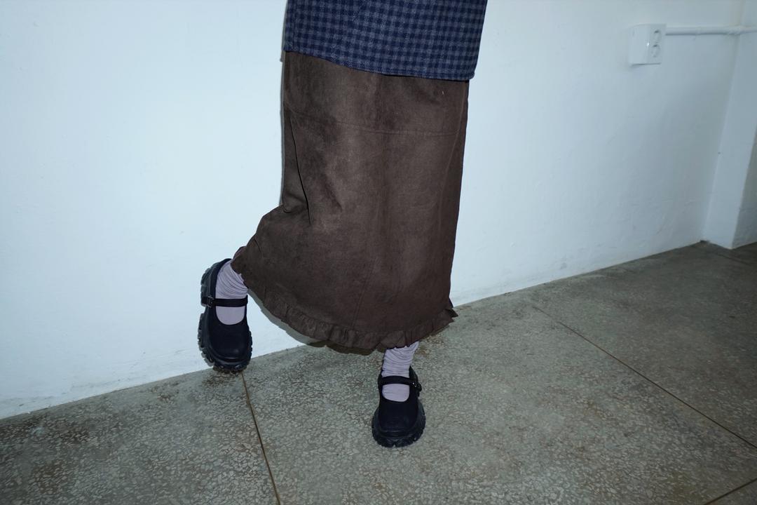 suede frill skirt