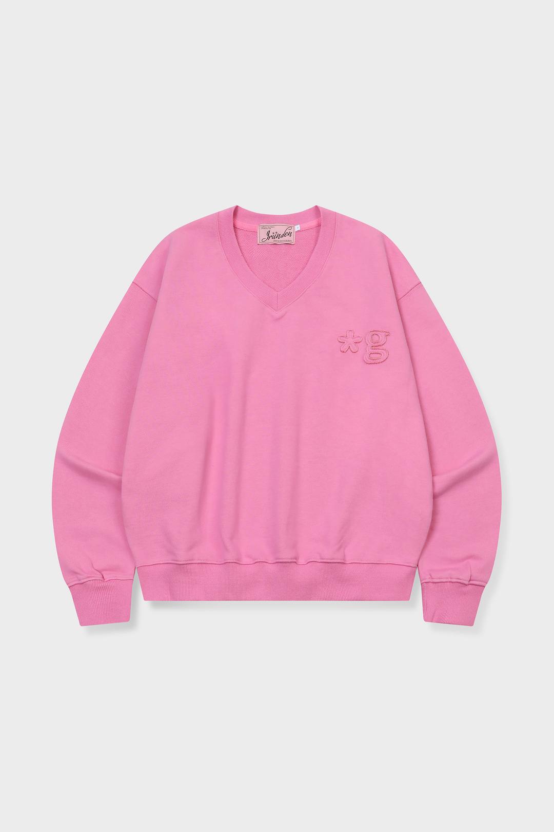 SIGNATURE LOGO V NECK SWEATSHIRT (PINK)