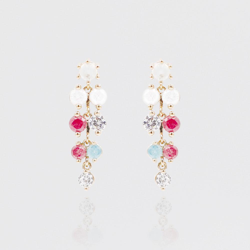 미미 샹들리에 아이스큐빅 드롭 은침 귀걸이