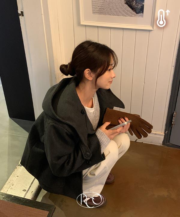 리얼코코 [단독][숏&롱❄/made] 데이크 떡볶이 후드 코트