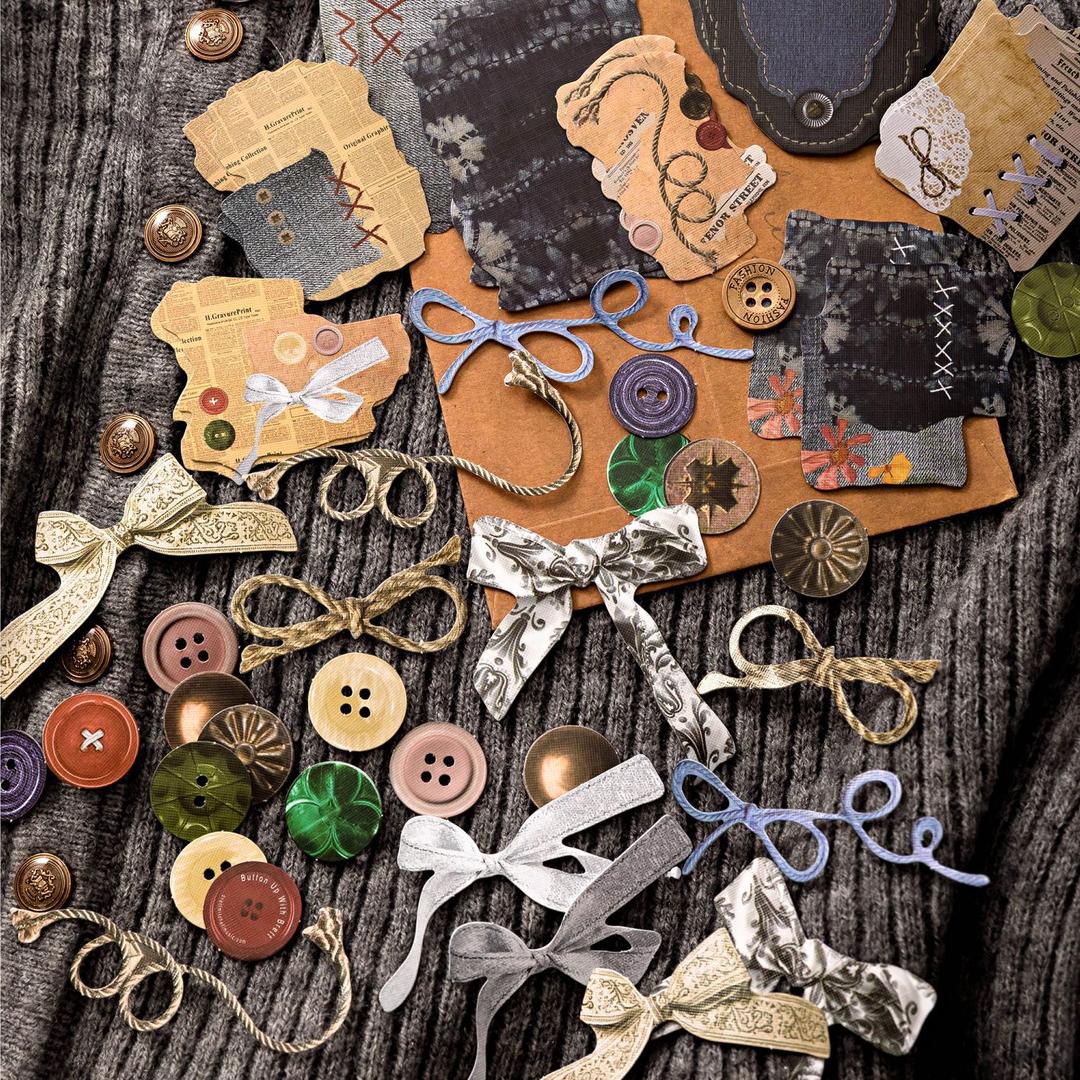 빈티지 다꾸 다이어리 꾸미기 핸드메이드 타임 펀칭 스티커 6종 50매