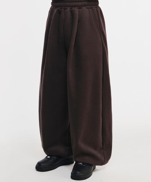 [기모원단추가]벌룬핏 스웨트 팬츠[브라운]