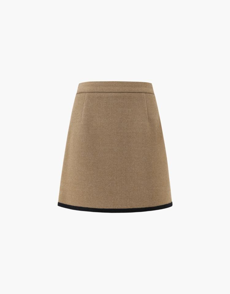 wool blend tweed skirt - brown