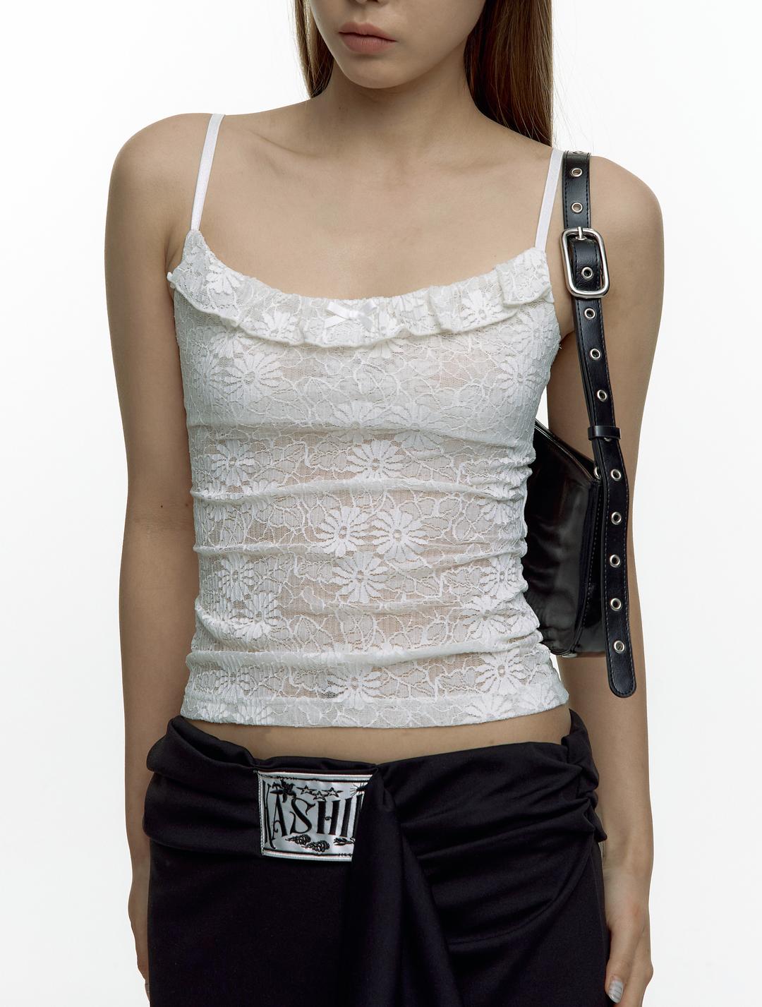 Lace Seethrough Top Ivory