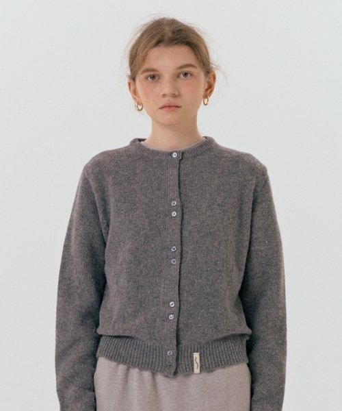 이모지 자가드 U넥 가디건 (그레이)