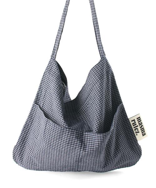 Rabbit eco bag_Cozy check_navy