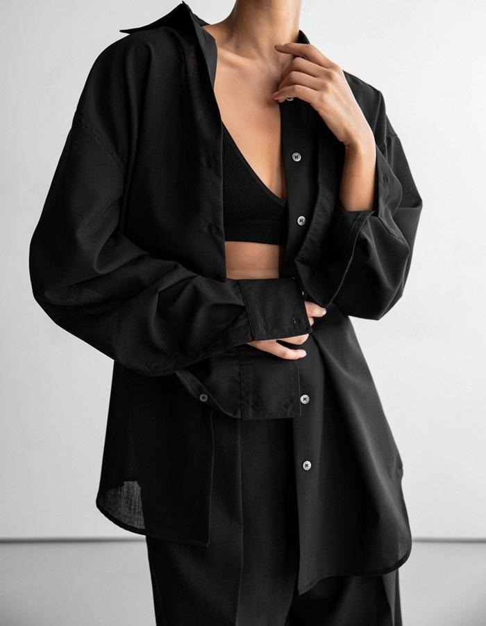 오버사이즈 썸머 쉬어울 셔츠