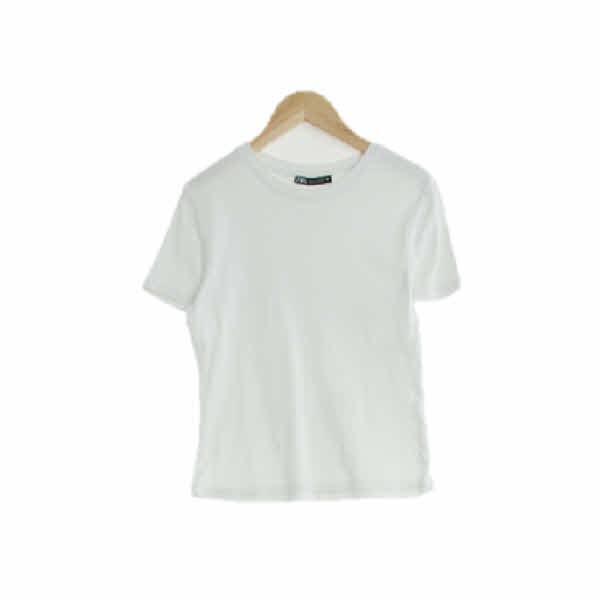 자라 화이트 면혼방 반팔티셔츠