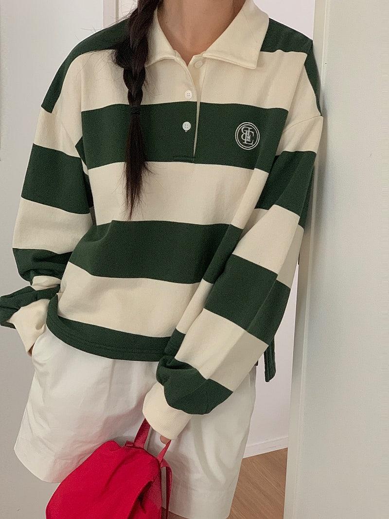 스테디 [부분당일출고🚀][기모/2ver./블록코어] 코코 럭비티 오버핏맨투맨 기모맨투맨 맨투맨 (3colors)