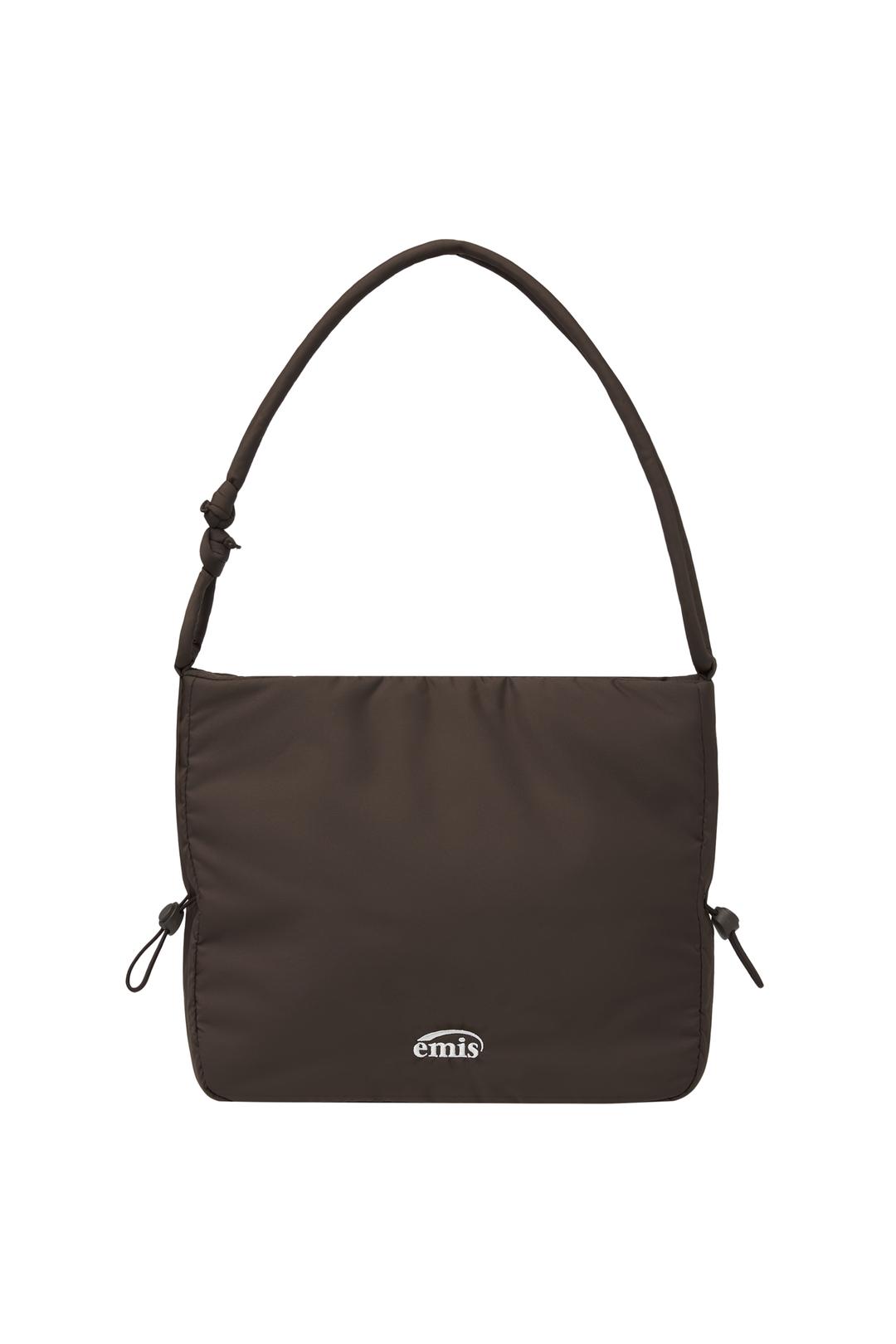 PUFFER STRING SHOULDER BAG-BROWN