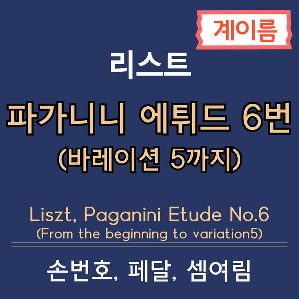 리스트 파가니니 에튀드 6번 - 바레이션 5까지 (계이름 악보) | Liszt paganini etude no.6 (From the beginning to variation5)