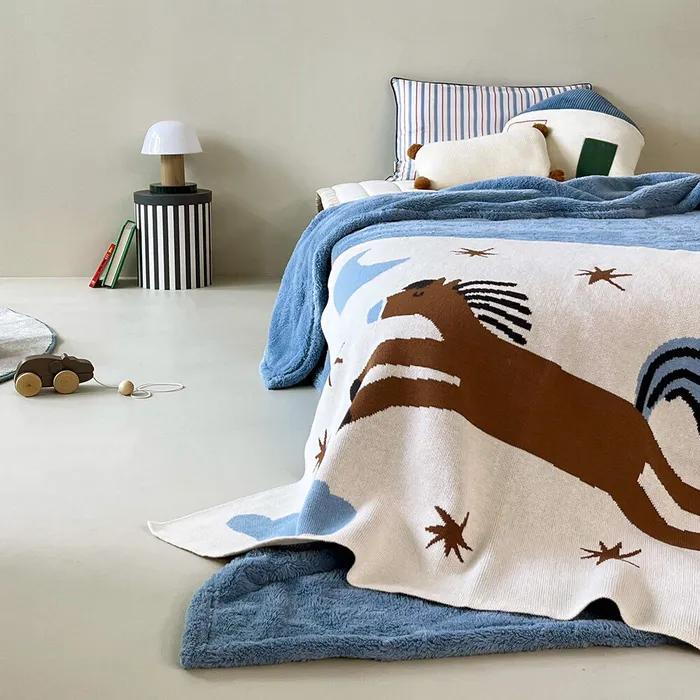 포니문 코튼 자카드 니트 블랭킷 75x100