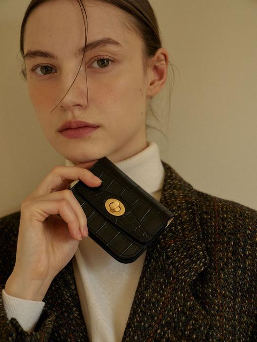 Wonder wallet - Croc black gold/silver