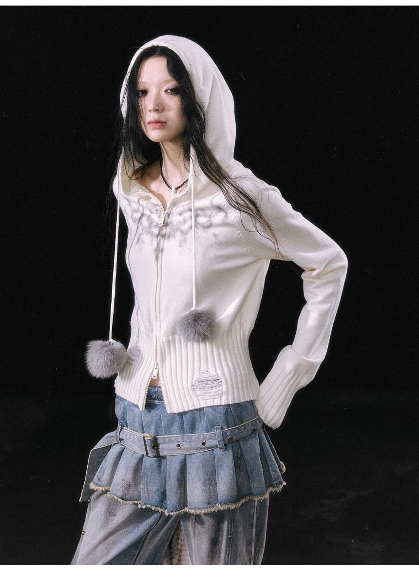 [예약 판매 10% 할인] CestNous Pom-pom knit zip hoodie jacket